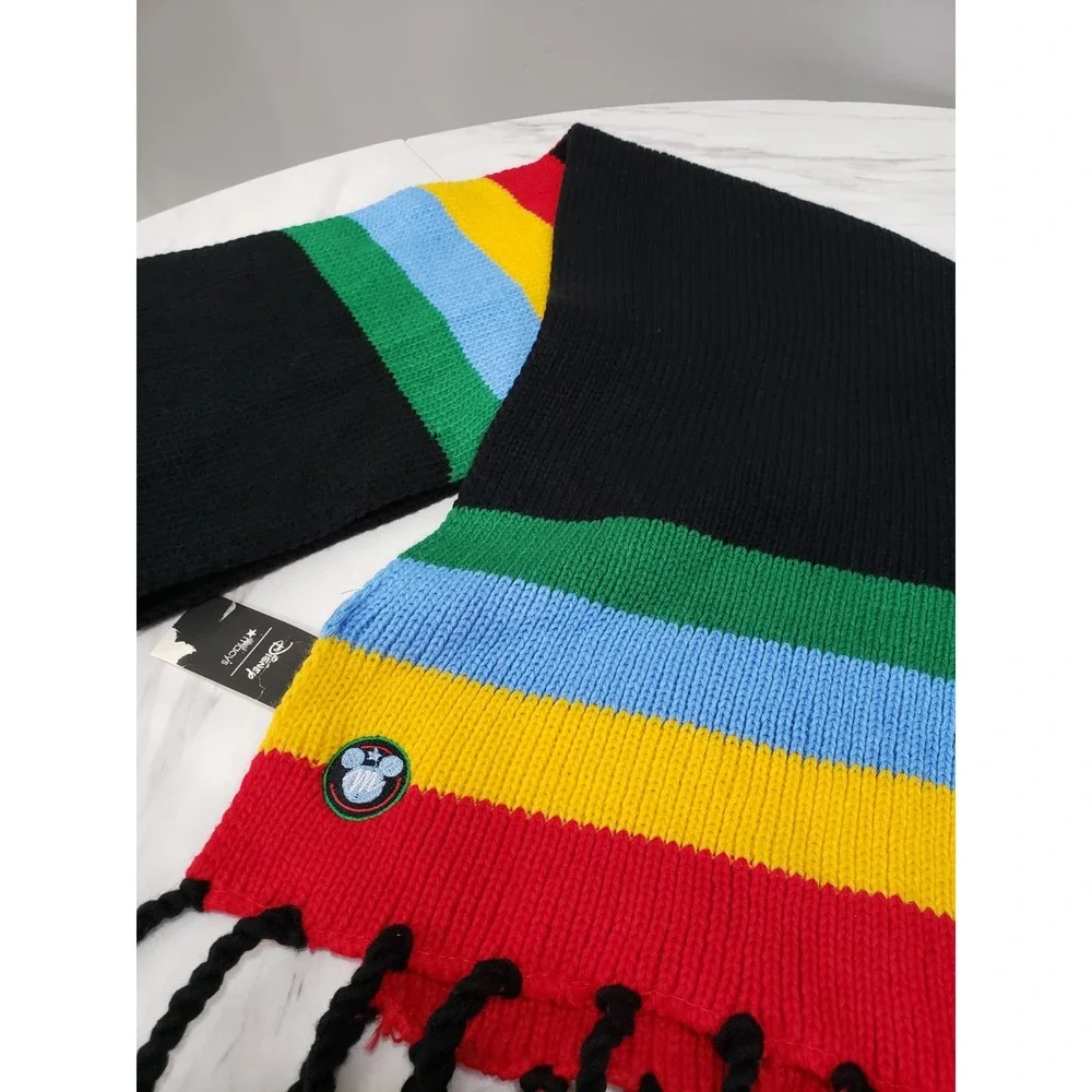 NEW Disney Rainbow Striped‎ Scarf Macys Mickey Mouse Black 9x70 pride lgbtq